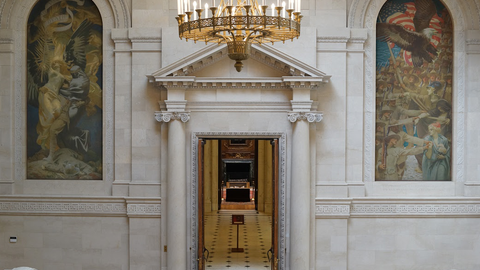 Interior of Widener Library.