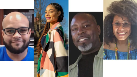 Collage of 4 headshots of visiting professors.
