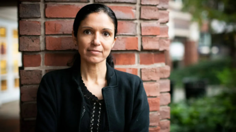 Outdoor headshot of Professor Marcela Aslan.