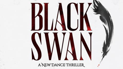 Black Swan: A New Dance Thriller. Text against a light grey background with a black feather next to the text.
