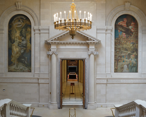 Interior of Widener Library.