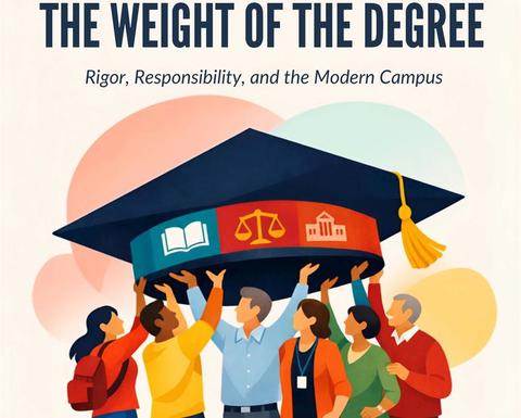 2026 HILT Conference poster with illustrations of a group of people holding up a graduation cap.